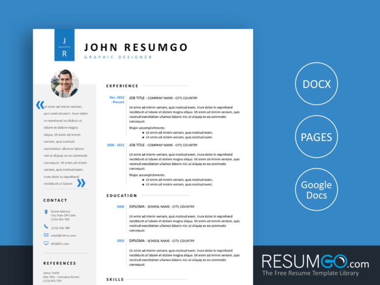 CADMUS - Free Gray and Blue Clean Resume Template - ResumGO