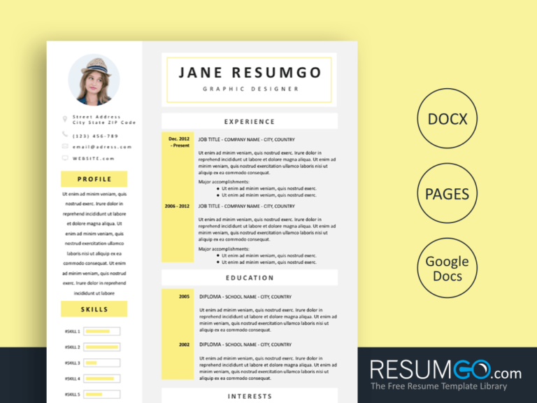 CELANDINE - Free Flavescent Resume Template - ResumGO
