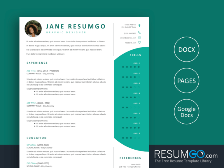 DAMOKLES - Free Modern Professional Resume Template - ResumGO