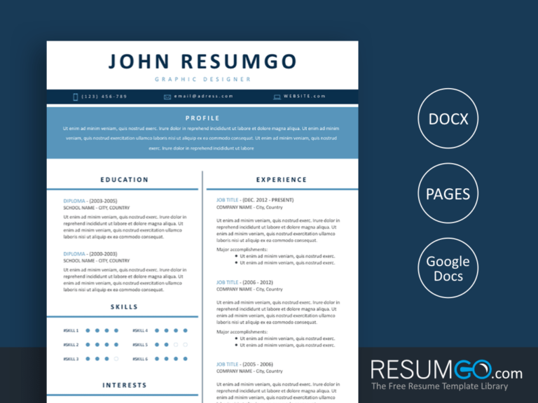 ELPIDA - Free Blue Ribbons Resume Template - ResumGO
