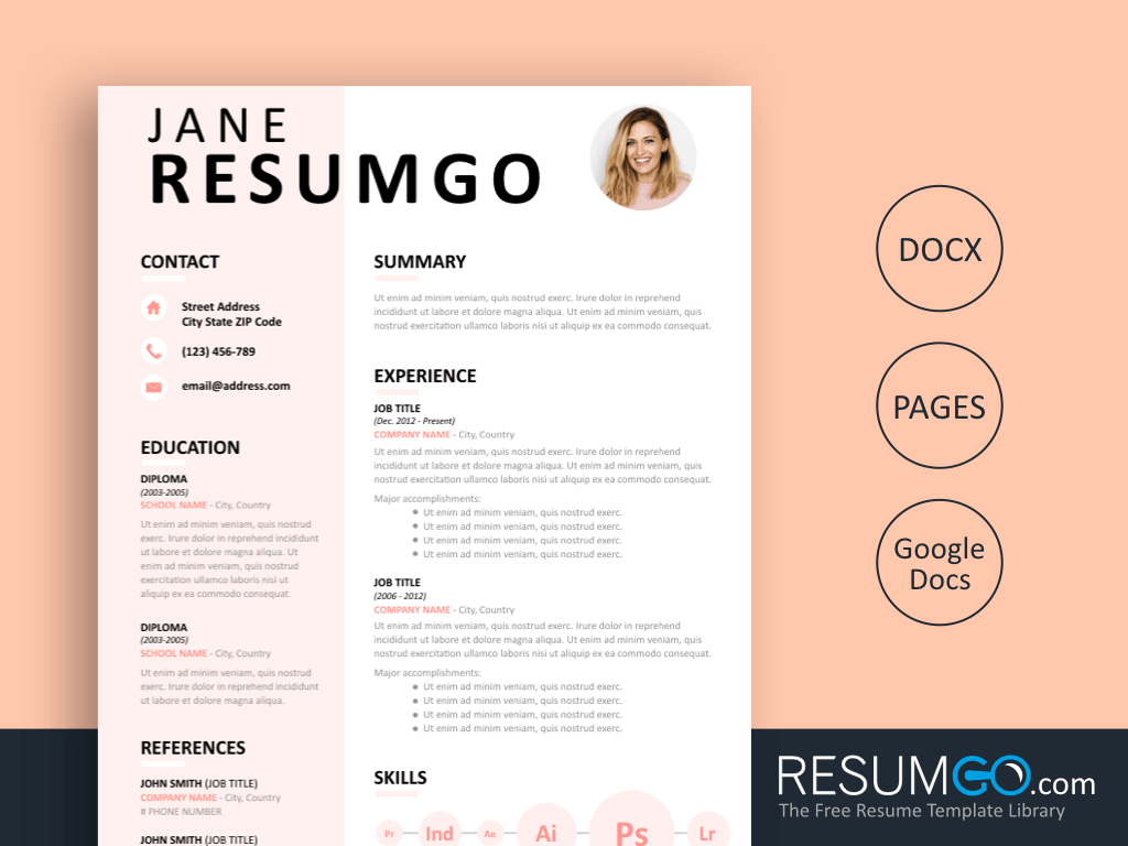 EUDORA - Pink Resume Template | ResumGO