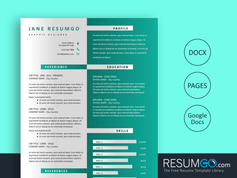 EUTERPE Watercolor Resume Template ResumGO