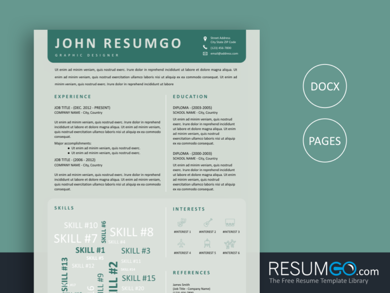 DALSTON Fun Resume Template For - KLYTIE Free Light Green Creative Resume Template Word Cloud ResumGO 800x600 