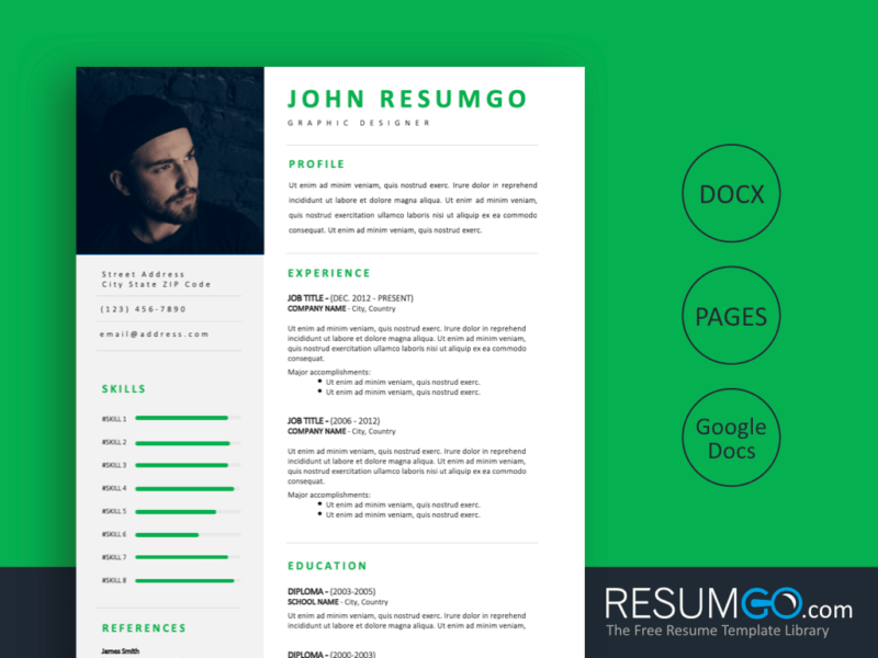 ALEXIS Blue Sidebar Resume Template ResumGO
