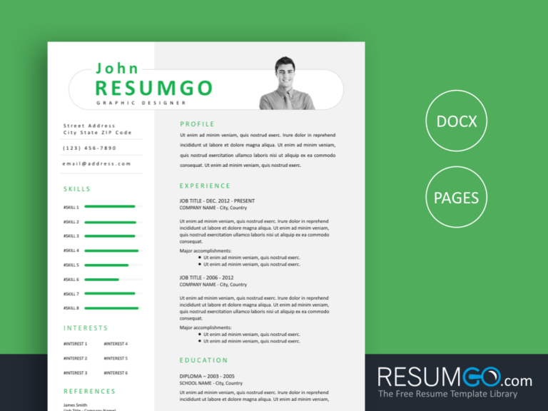 PAEON - Free Green Modern And Professional Resume Template - ResumGO