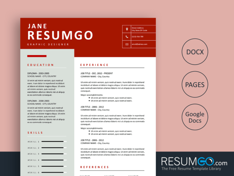 PHAIDRA - Free Clean Rufous Banner Resume Template - ResumGO