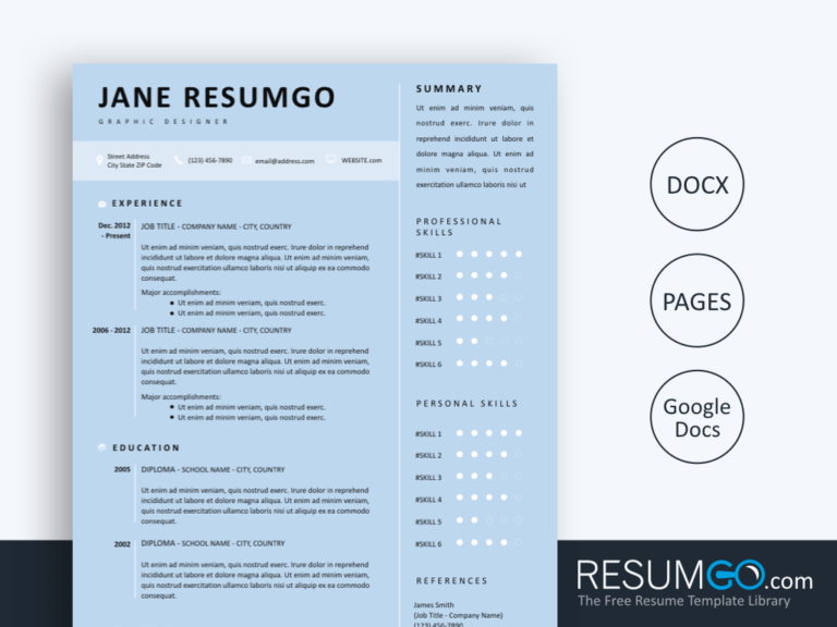 SOPHOS - Free Blue Resume Template - ResumGO