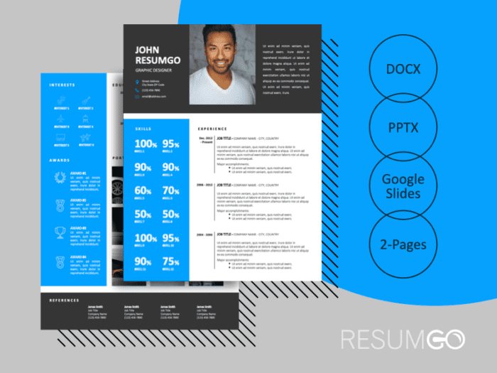 DENVER - Free 2-Page CV Template with Sky-Blue Left Sidebar - ResumGO