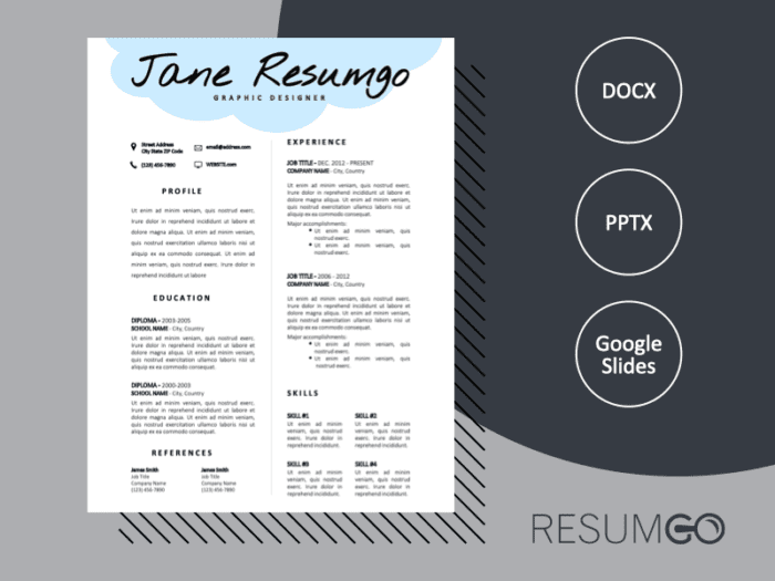 SIDNEY - Free CV Template with Light-Blue Cloud Header - ResumGO