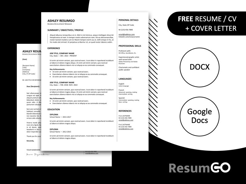 Featured preview of Gastown resume template showing resume and cover letter designs in Word and Google Docs formats.