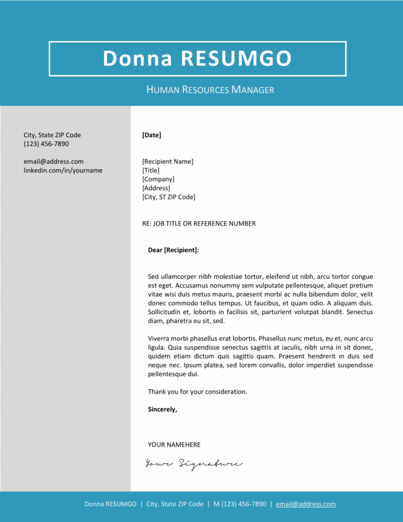 Blue Jordaan cover letter template with matching clean layout, designed for Word editing.