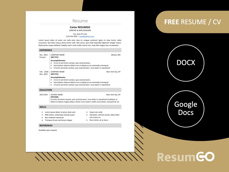 Featured image showing the Nakameguro resume template, a classic elegant design available in Word & Google Docs formats.