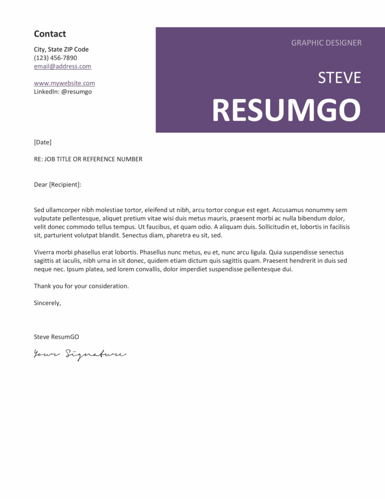 Matching purple Peckham cover letter template with modern banner style, editable in Word & Google Docs.