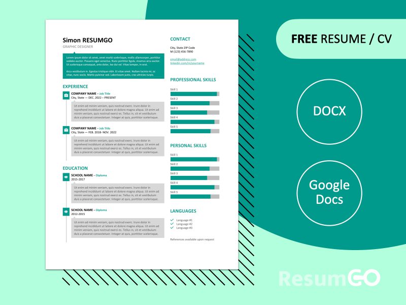 Free SoHo resume template with speech bubble design, Green, and editable formats in Word & Google Docs.