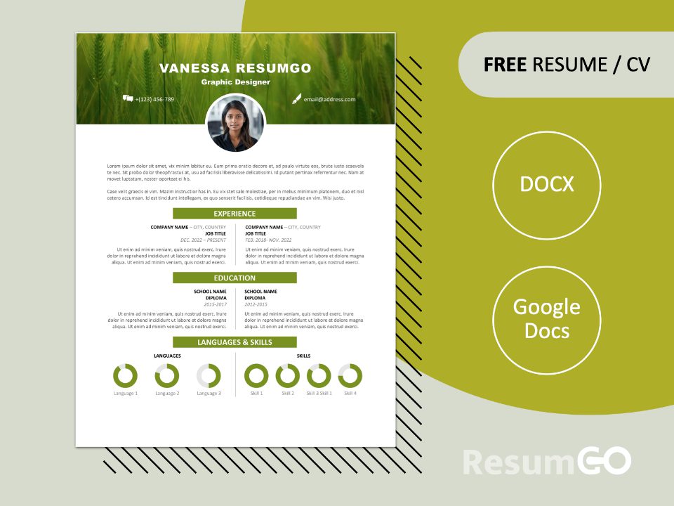 Featured image of the Green Vesterbro resume template, available in Word and Google Docs.