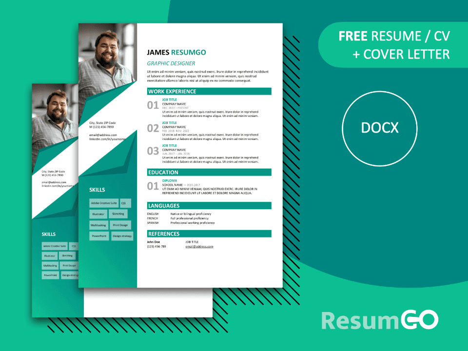Featured image preview of the Brandberg resume template with folded banner design, available in Word.