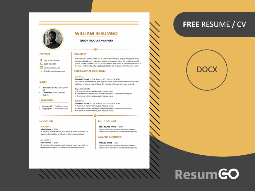 Featured image of Brooklyn Prestige resume template for Microsoft Word with elegant one-page layout and professional icons