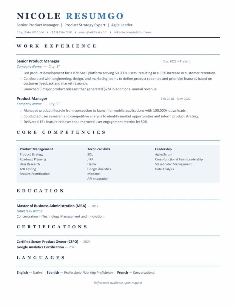 Khaju Professional Resume Template – Resume Layout Khaju professional resume template showing structured sections and classic typography for Word and Google Docs