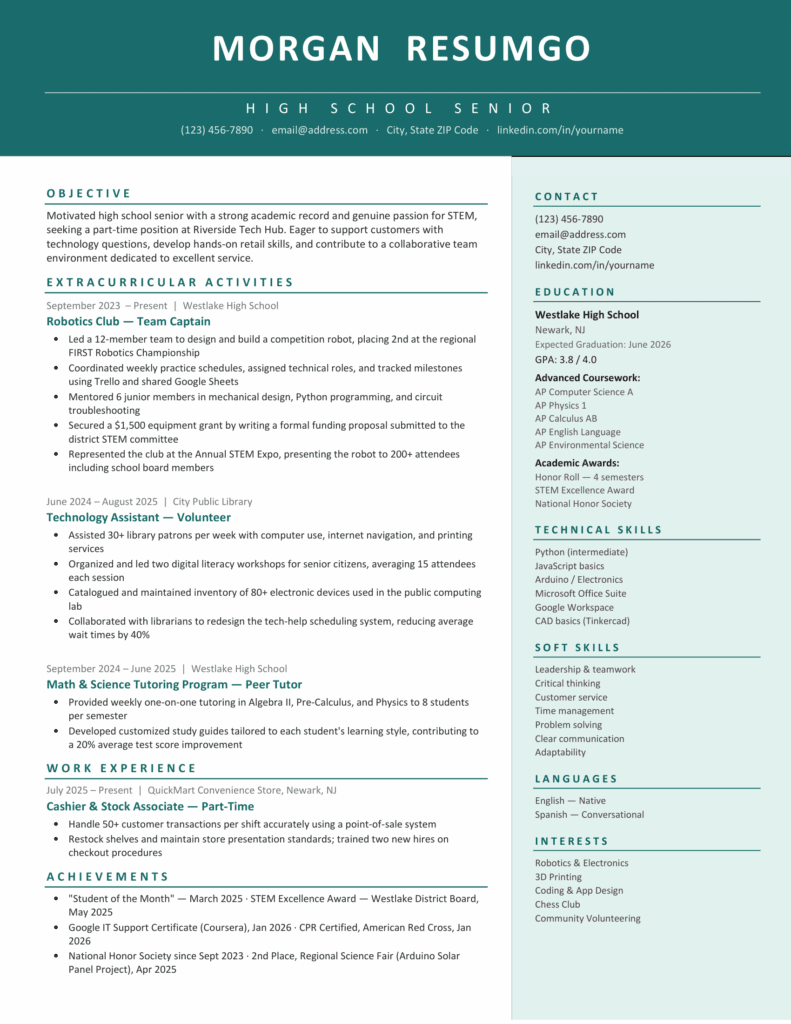 Green Admont resume preview with a bold header, structured sidebar, and organized sections for skills and experience.