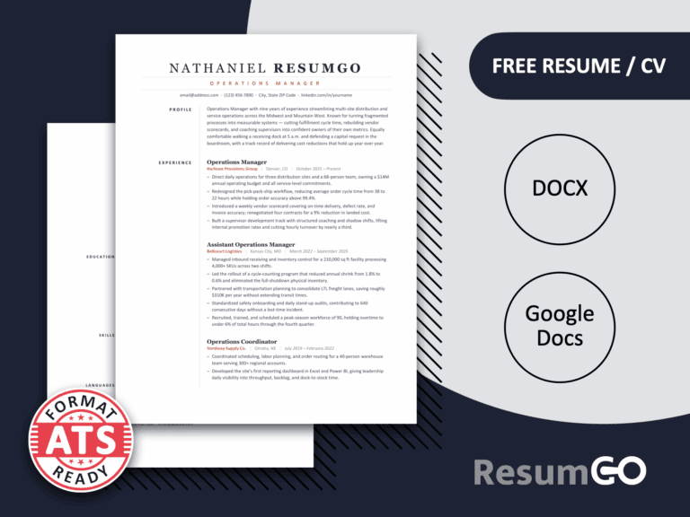 York Elegant ATS resume template with refined typography, elegant brown accents, and a clean two-page professional layout