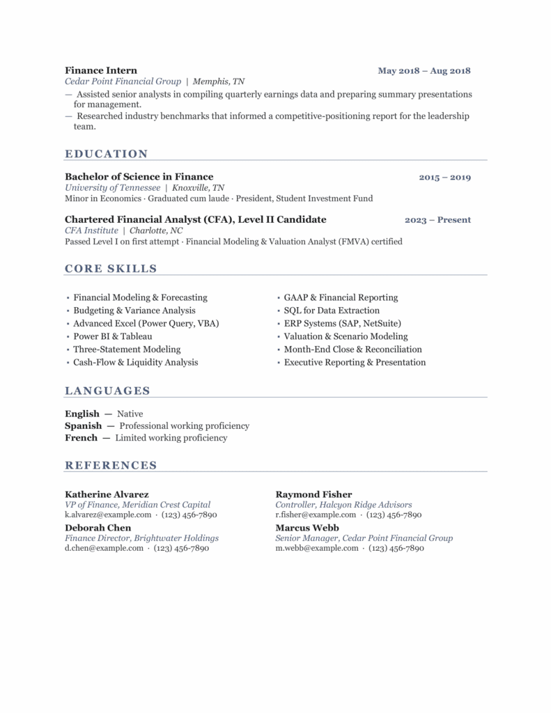 Djerba Balanced Structured Resume Template Continued Preview Djerba resume template continued preview with a balanced professional structure, Slate Blue details, and clear typography