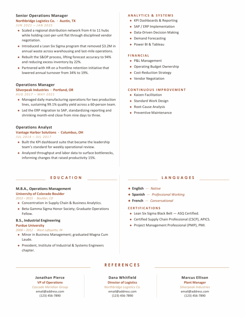 Kauai Balanced Modern Resume Template Second Page Second page preview of the Kauai balanced modern resume template with organized columns, geometric styling, and professional formatting
