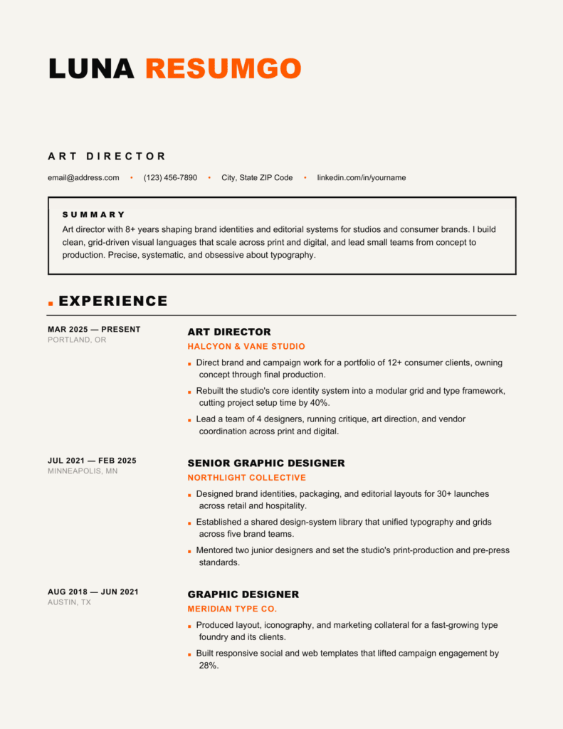 Lombok Resume Template First Page for Word and Google Docs First page of the Lombok resume template for Word and Google Docs with a clean grid and minimalist graphic style
